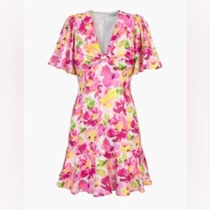 Adelyn Rae Pink floral satin mini dress